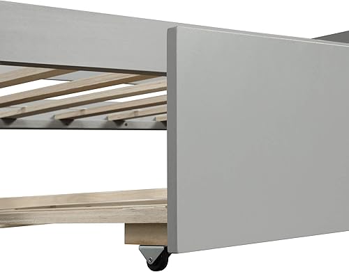 Miniatura 7 de Merax Sofá cama de tamaño individual con nido, marco de cama de día de madera con nido extraíble, no necesita somier, cama nido gris para niños,