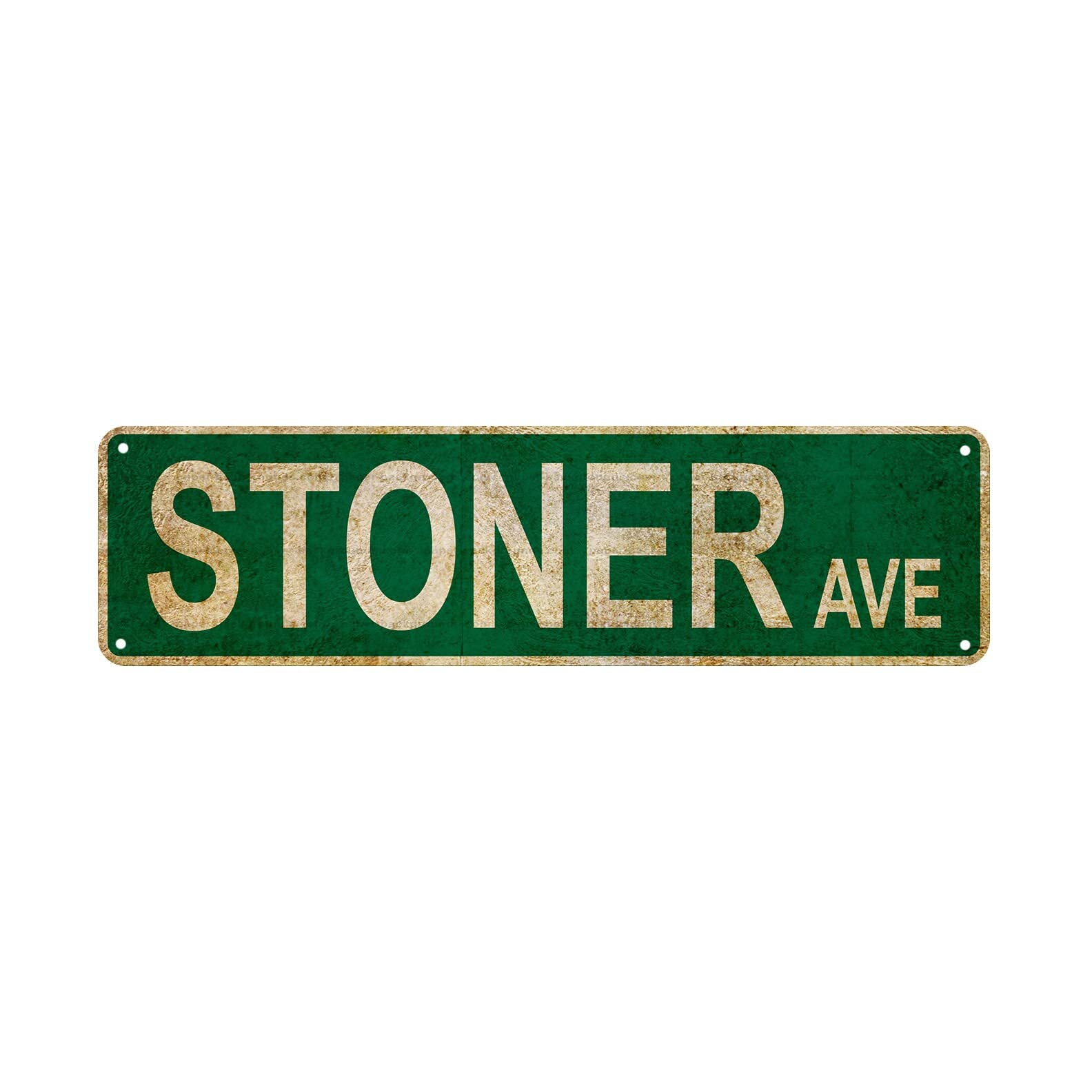Vintage Stoner Ave Street Sign Rustic Metal Tin Sign Home Outdoor Art Wall Decor 4x16 Inch (Green)
