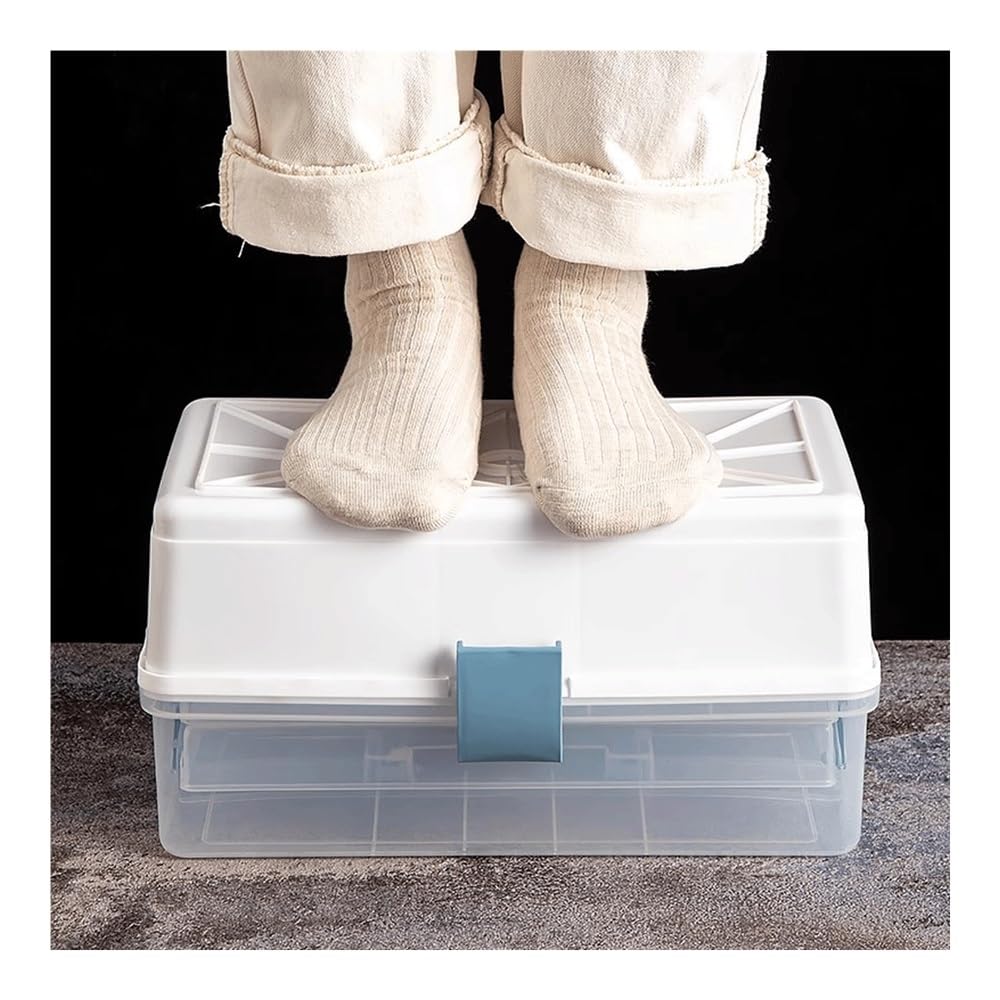 Caja de herramientas de gran capacidad, caja de herramientas de hardware multifuncional, caja de almacenamiento doméstica plegable, caja de almacenamiento de plástico, caja de almacenamiento transpare
