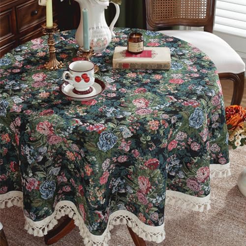 Nappe ronde jacquard pour décoration de café et table de maison rétro