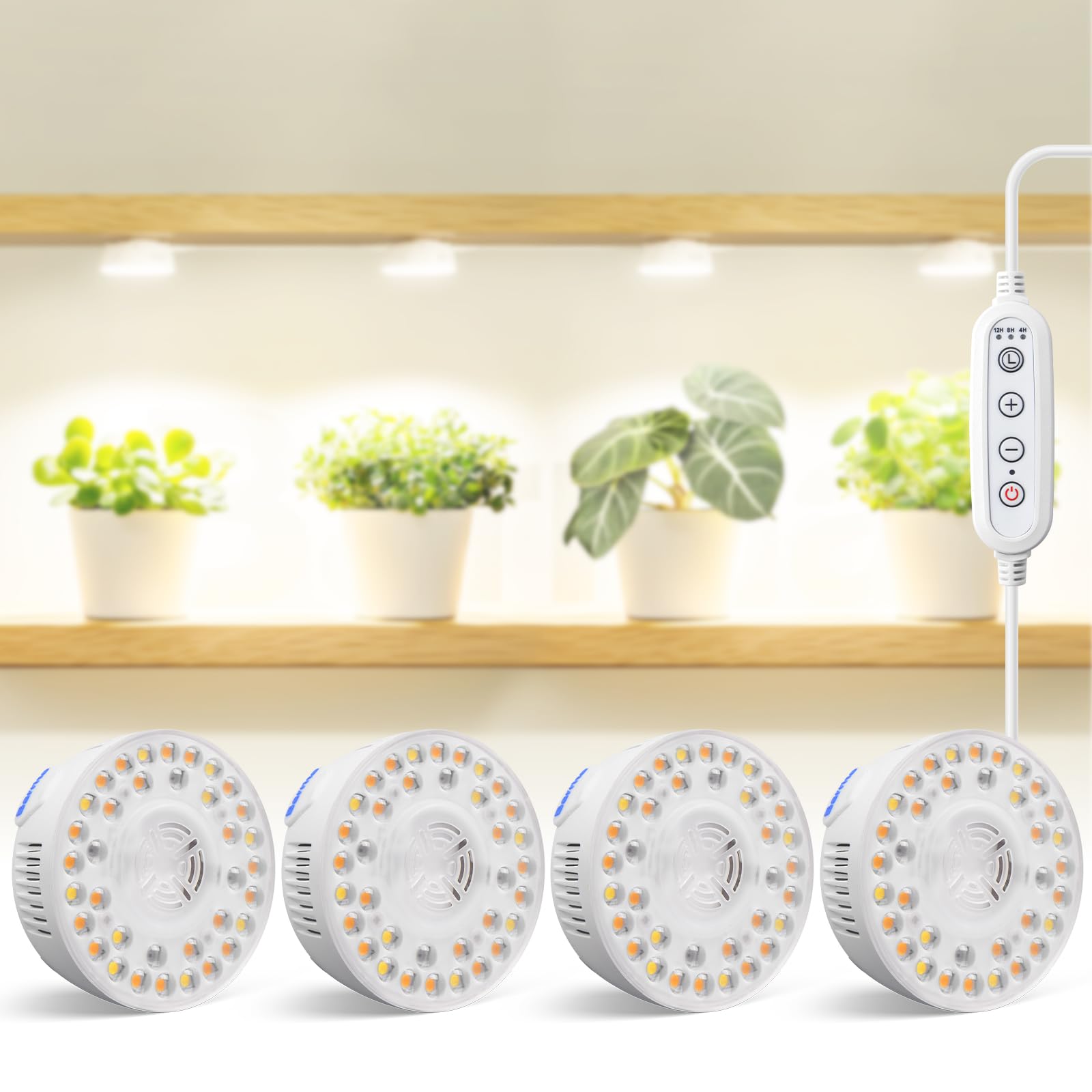 Barrina Orbgrow OG09 - Luz de cultivo con temporizador, LED rojos de 660 nm de 36 W (4 x 9 W, equivalente a 540 W), luz de espectro completo para plantas de interior, magnética y enlazable, 5 niveles