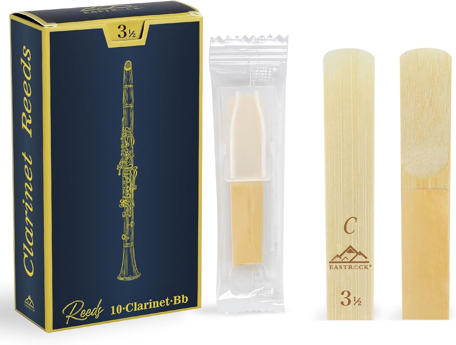 EASTROCK Thick Clarinet Reeds 2.5/3.0/3.5,for Clarinet Beginner and Player,Strength 3.5,Pack of 10