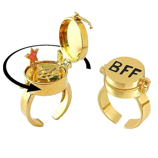 HOMEBEARJ Spongebob Rings BFF, Best Friends Forever Bff Rings, 14k Gold Opening Adjustable Spongebob Rings for Teen Girls/Boys, 1 Pairs Cute Best Friendship Rings Jewelry Gifts