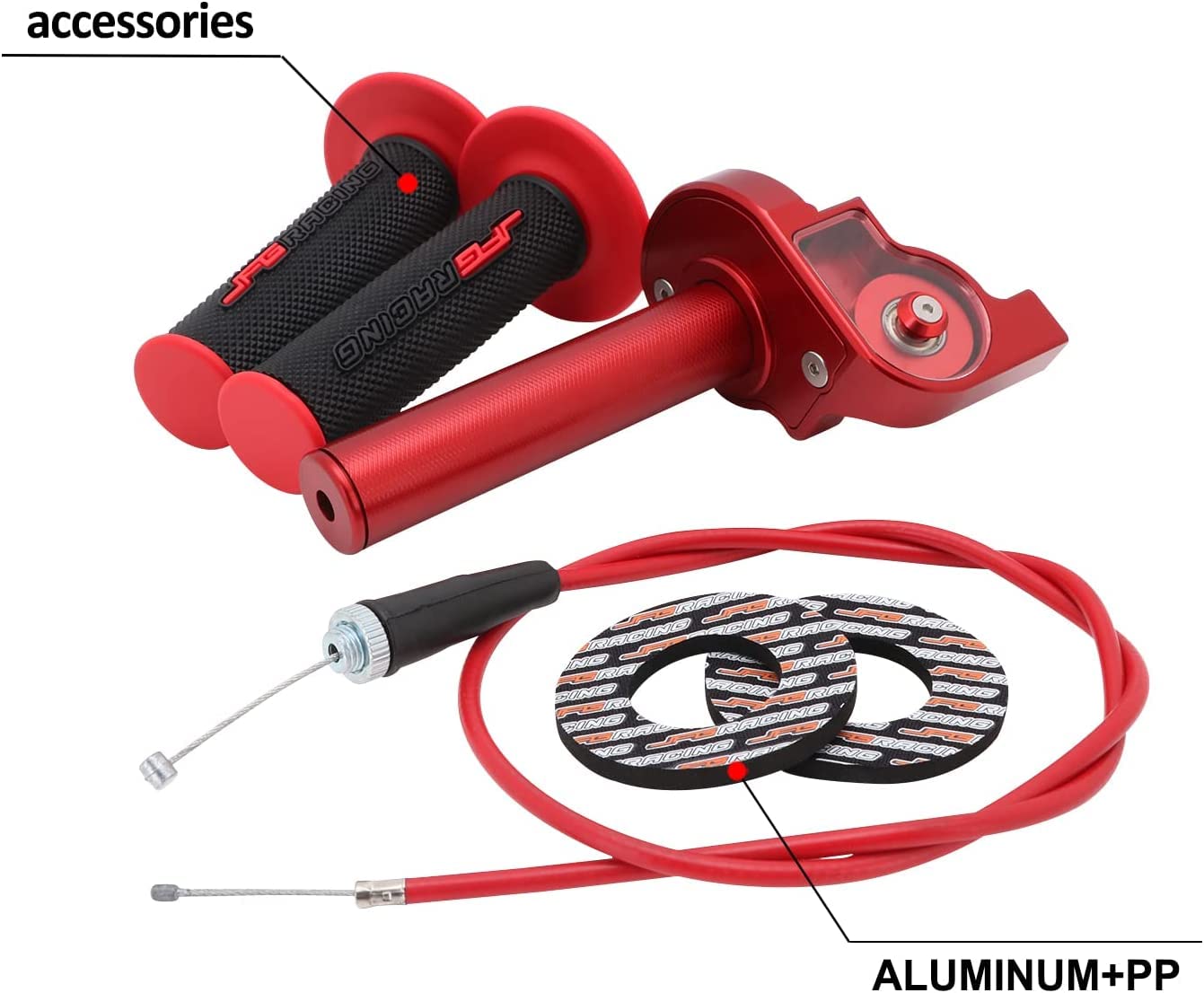 Acceleratore per moto da cross da 22 mm, con cavo dell'acceleratore CNC, universale, per CRF KLX TTR DRZ 50 110 125 150 200 250 Pit Bike ATV Mini Bike Rosso