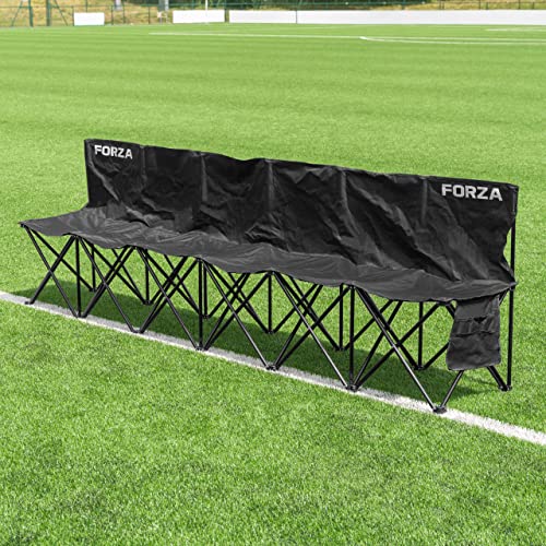FORZA Portable Team Bench | 4 6 8 & 10 Seat Options Heavy Duty Steel Frame with Carry Bag Foldable Soccer Team Bleachers for Sports Teams Coaches & Substitutes [Bench Only] (6-Seater)