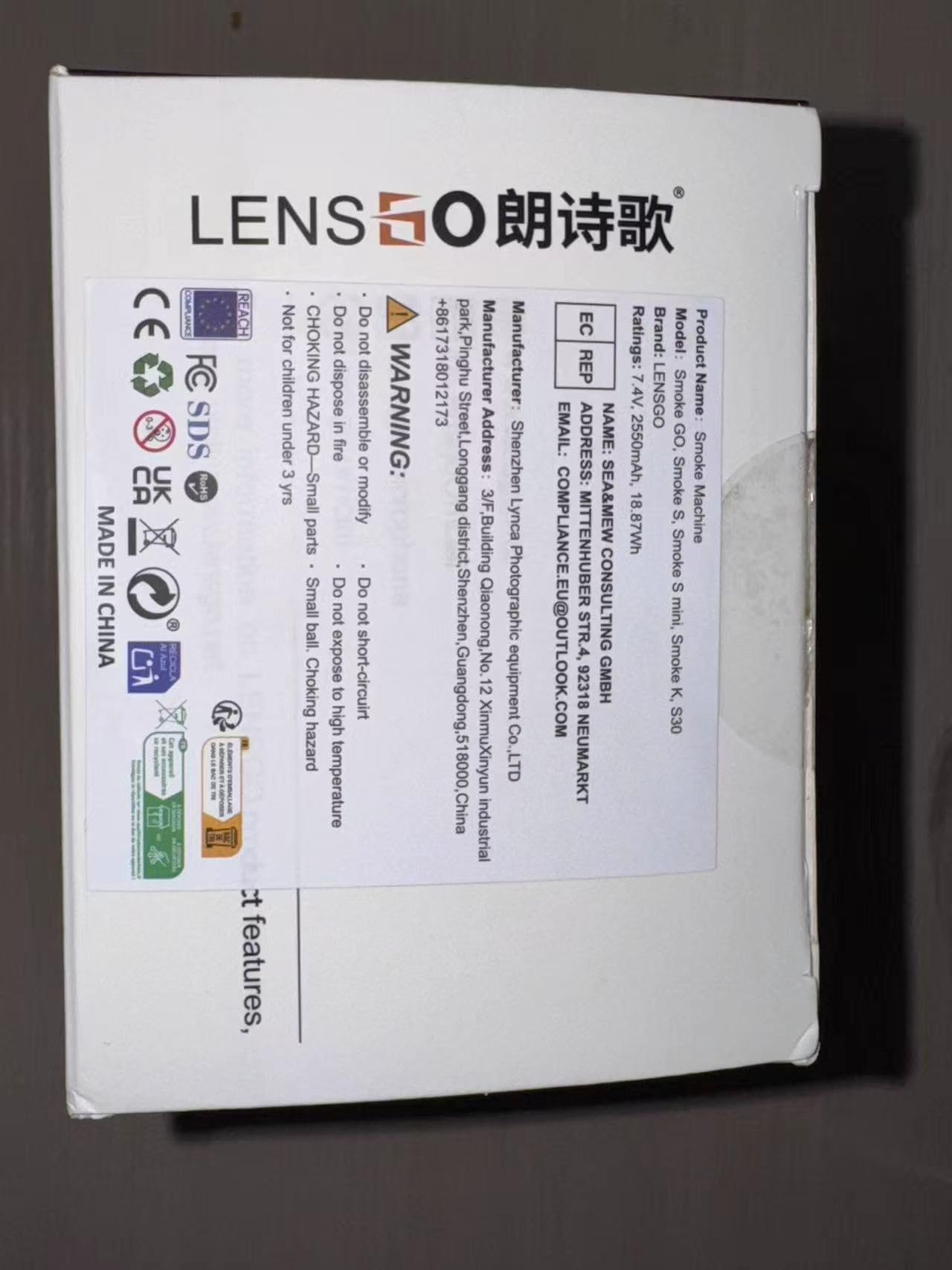 LENSGO SMOKE GO Macchina del fumo portatile 30W Mini generatore di nebbia con telecomando e batteria ricaricabile, 5 modalità in 1 per fotografia, video, matrimoni e creatori di contenuti (Smoke GO)