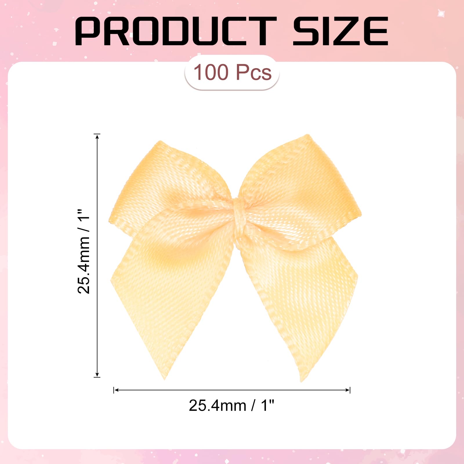 PATIKIL 2.54cm Mini Nœud en Ruban Satin Doré - Décoratif Bricolage DIY Artisanat Couture Mariage Fête Noël