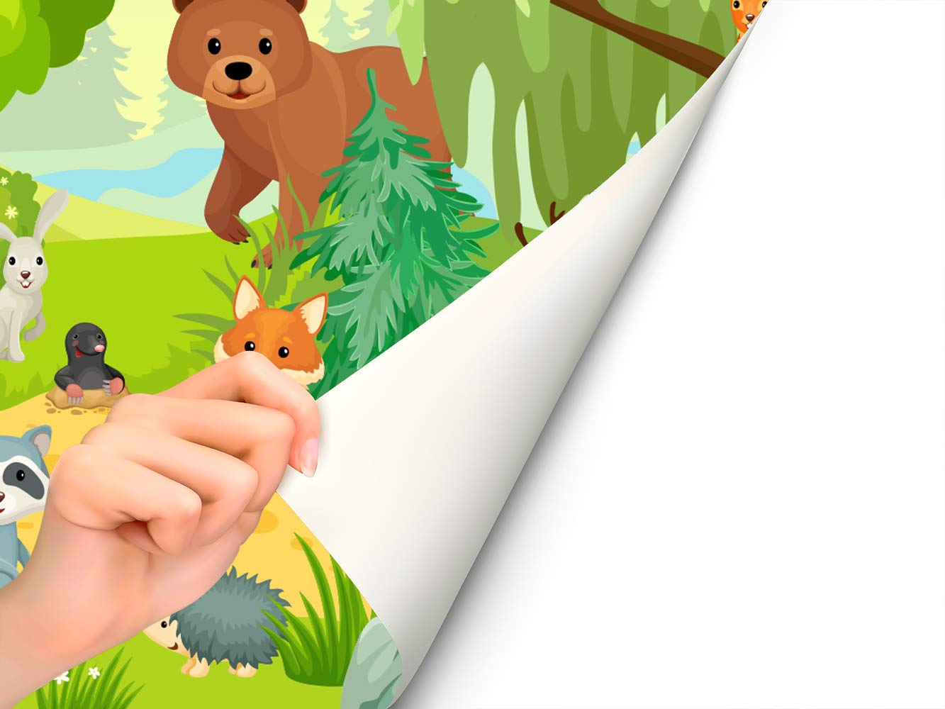 Oedim Fotomural Infantil Vinilo para Pared Animales en el Bosque | Fotomural Infantil para Paredes | Mural | Fotomural Infantil Vinilo Decorativo |350 x 250 cm | Decoración comedores, Salones