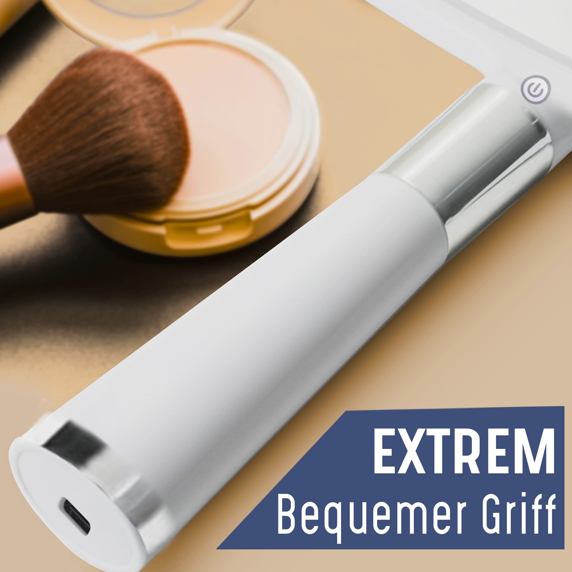 Mirrorvana® Handspiegel für Reisen - mit Beleuchtung, Komfortablem Griff, Abnehmbarem Ständer - Hand- und Tischspiegel, LED, 2-in-1
