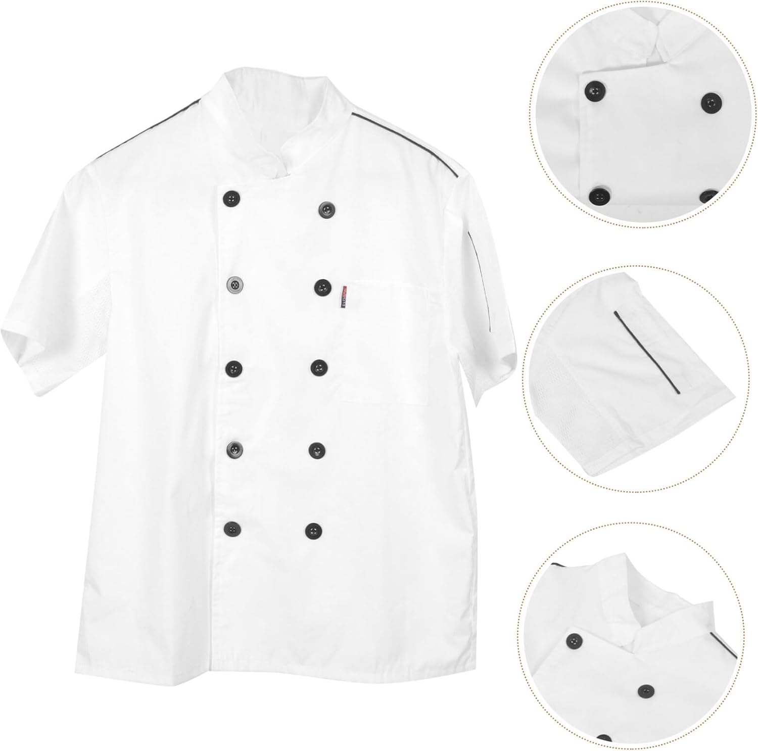 CALLARON Restaurant Chef Coat Cook Shirt Short Sleeve Chef Jacket Chef Clothes Kitchen Coat Size M