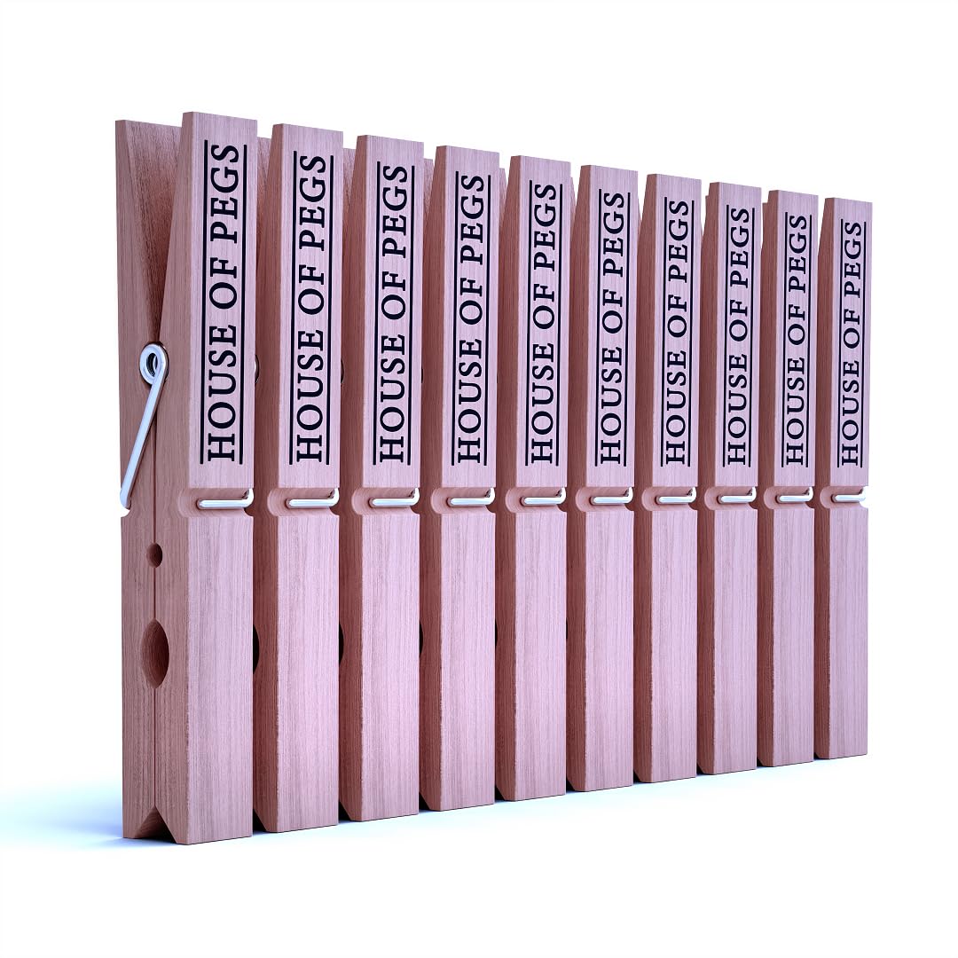 The Barkworth & Hathaway Collection Natural Birch Wooden Clothes Pegs For Washing Line (100 Pack) – 10Cm Extra Long Birch Pegs | Strong Grip For Rotary Airers, Dryers & Laundry Use | Rustproof, Weather-Resistant, Eco Friendly Laundry Pins