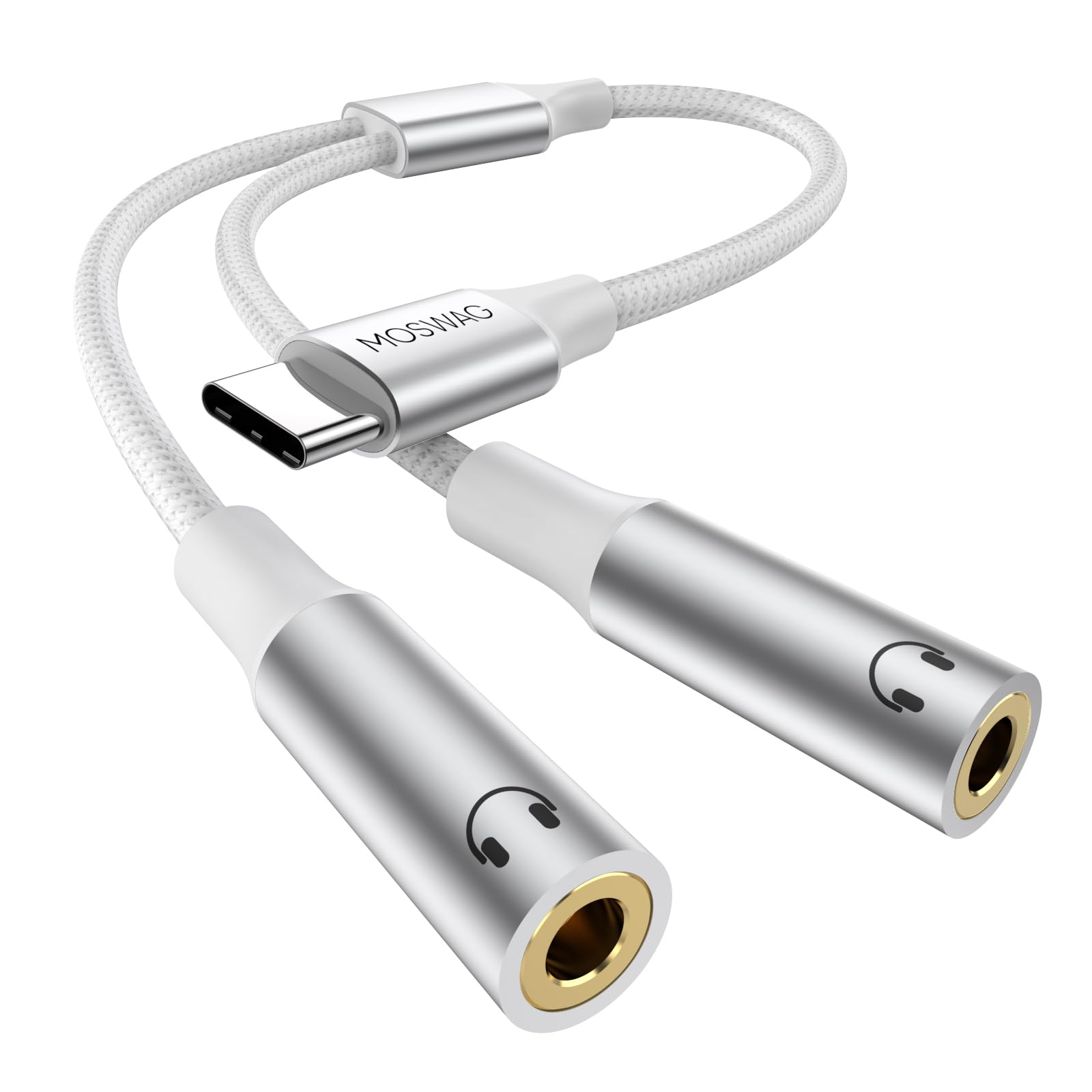 MOSWAG Type C to Dual 3.5mm Aux Headphone Jack Adapter - adapters | Mubboo