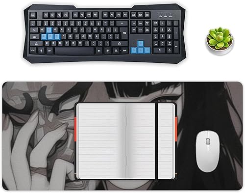 Miniatura 5 de Alfombrilla de mouse grande de samurái para mujer, alfombrilla de mouse de anime japonés para niña, alfombrilla de escritorio retro para teclado,