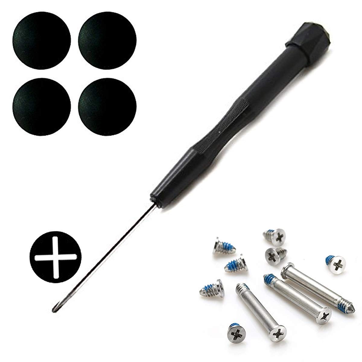 Replacement Compatible with MacBook Pro Unibody A1278 A1286 A1297 13" 15" 17" Components Feet Outer Bottom Base Pads + Phillips Screw Set + Philliphs Screwdriver #00 (8800C)