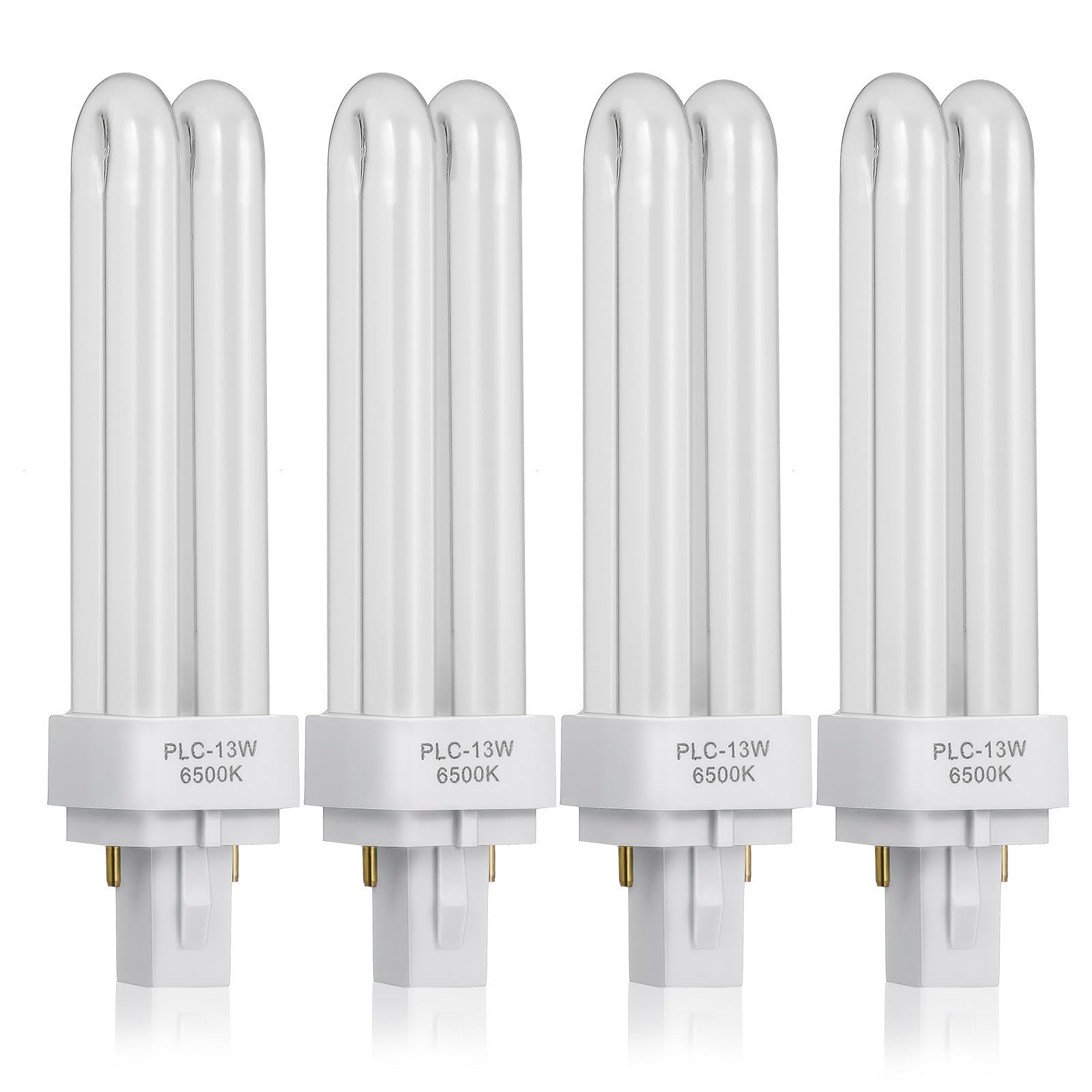 SILENRADAWN 4pcs 13w 2 Pin Fluorescent Lamp Bulbs with Double Tube Design, Easy Replacement and Long Lifespan Compact Fluorescent Light Bulbs for Home and Office Lighting