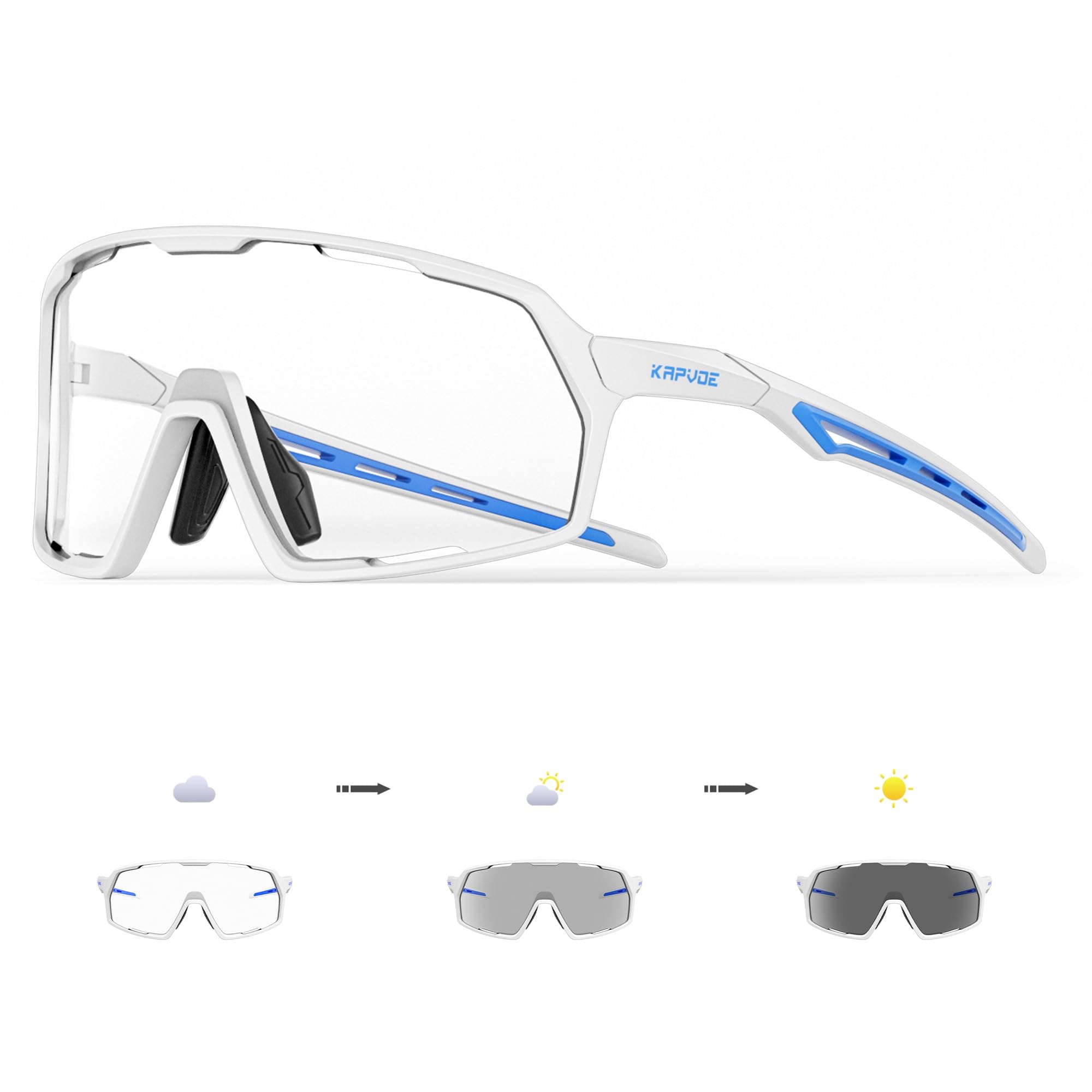 KAPVOE Gafas de Ciclismo Fotocromáticas Hombre Mujer Transparente Gafas MTB Bicicleta Montaña TR90 Gafas de Sol Deportivas Running Gafas Bici Gafas BTT Ciclista