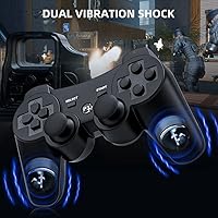 Vista 3 de Funcilit Controlador inalámbrico para PS3 controlador para Playstation 3 mando inalámbrico Bluetooth con cable cargador USB para consola PS3 paquete