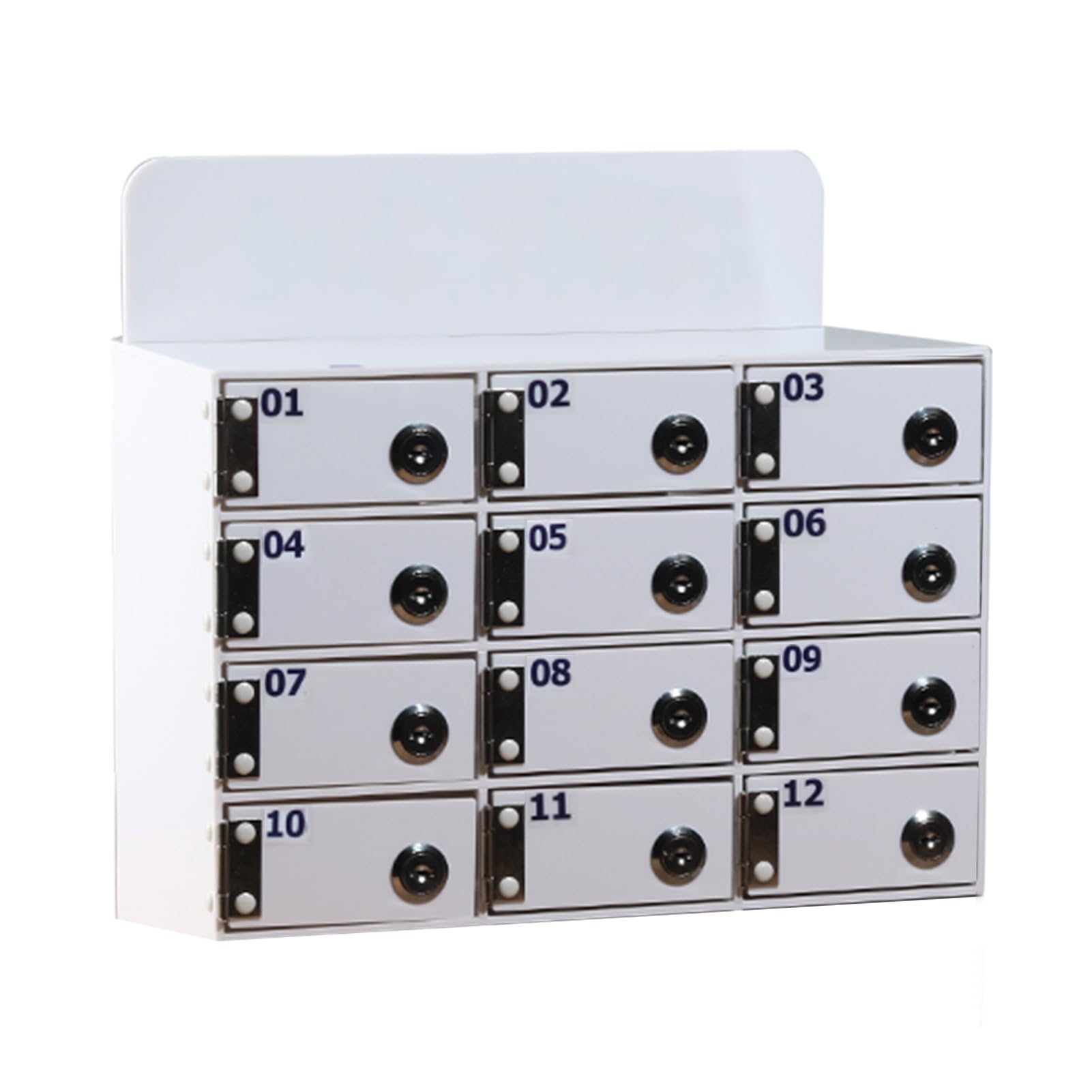 LVRUIEDS Mobile Phone Storage, Personal Storage Box with 12/15/20/25/30/40 Slots, Transparent Mobile Phone Locker with Lock, Desktop Mobile Phone Storage Cabinet (White, 12 Slots) — image 1