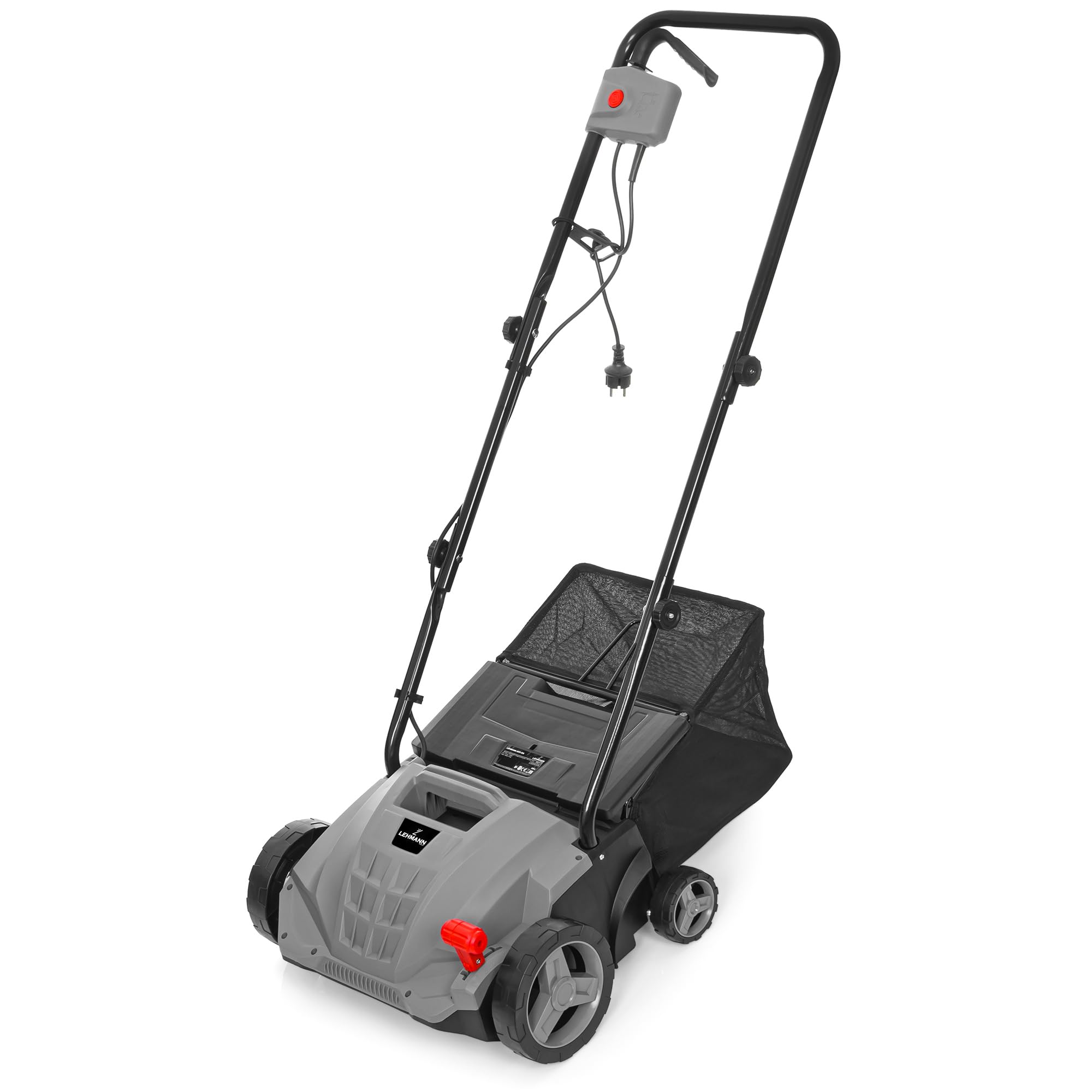 LEHMANN Alyssum - Escarificador de espuma (2 w1, 1500 W, escarificador eléctrico con ancho de trabajo de 32 cm, profundidad de trabajo ajustable en 4 niveles de -12 biz + 4 mm