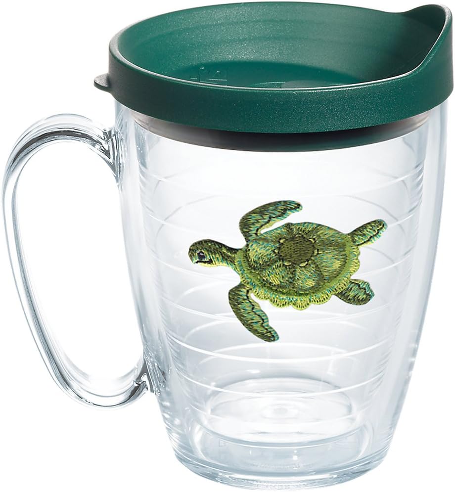 Tervis Tropical Animal Collection Made in USA Double Walled Insulated Tumbler Travel Cup Keeps Drinks Cold & Hot, 16oz Mug, Turtle