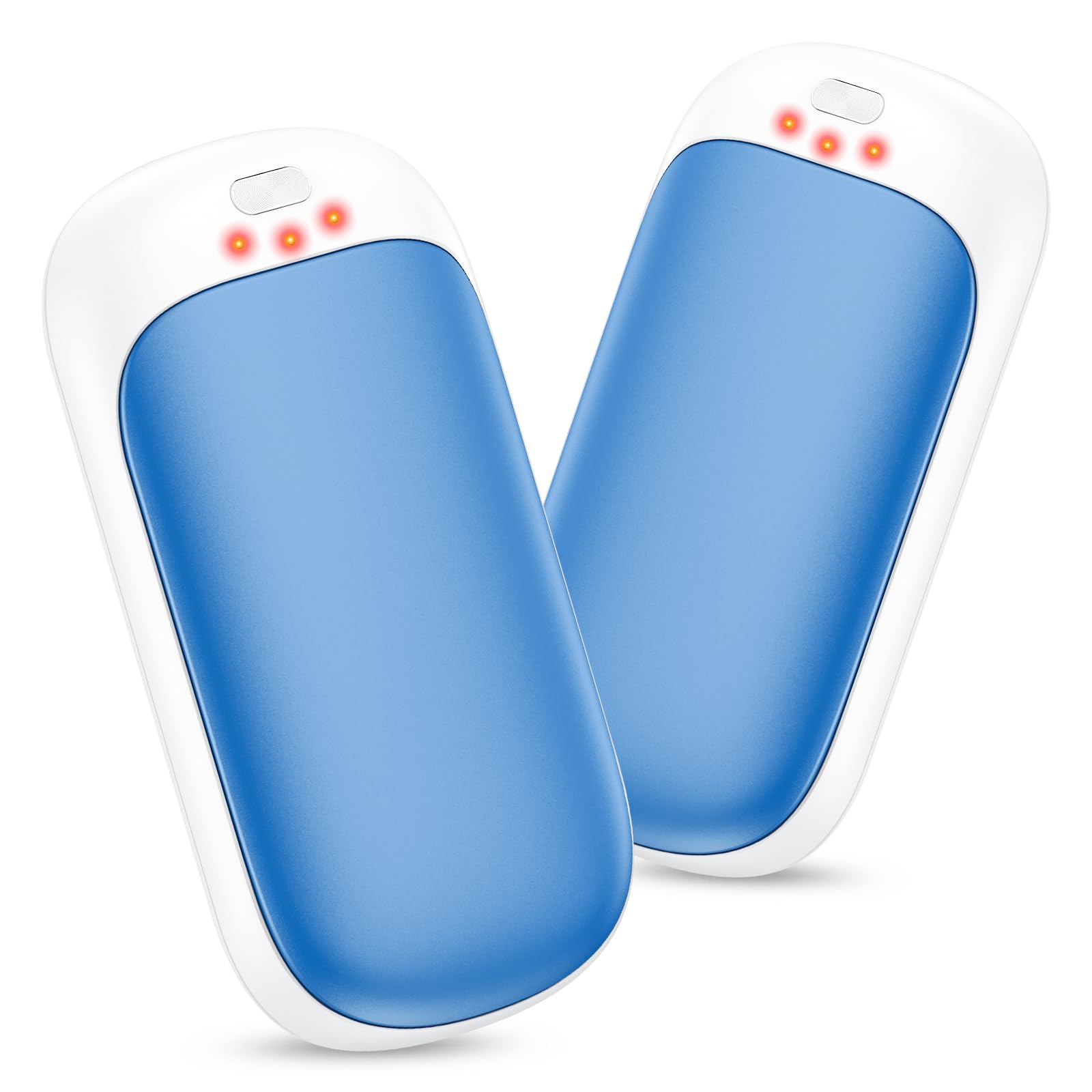 Wasuka Rechargeable Hand Warmers, 2 Pack Electric Pocket Handwarmers, 3 Heat Levels, Reusable USB Hand Warmer, Portable Hand Heater for Golf, Hunting, Camping, Winter Gifts for Men Women (Blue)