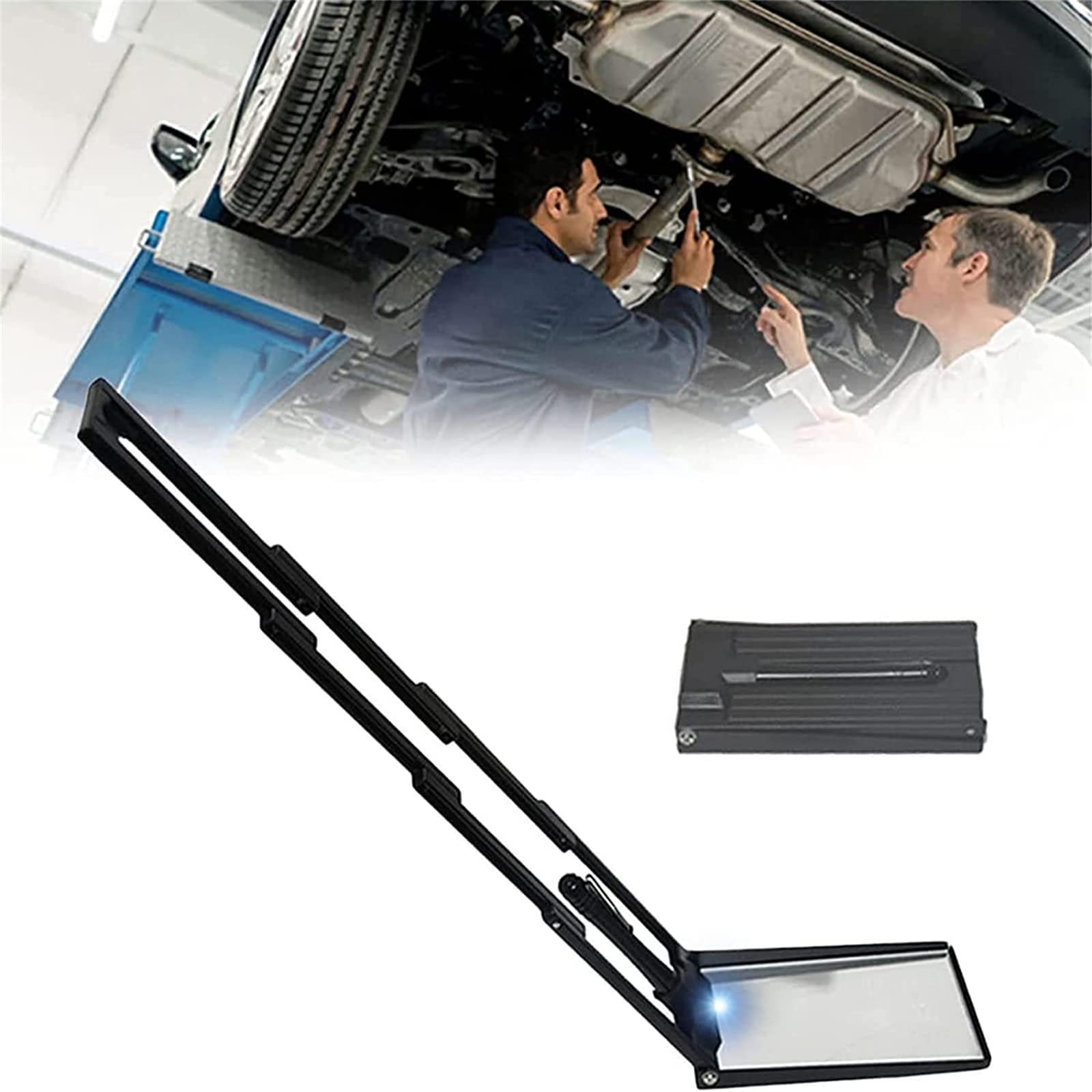 Miroir d'inspection portable avec lumière, télescopique réglable pour véhicule et usage industriel