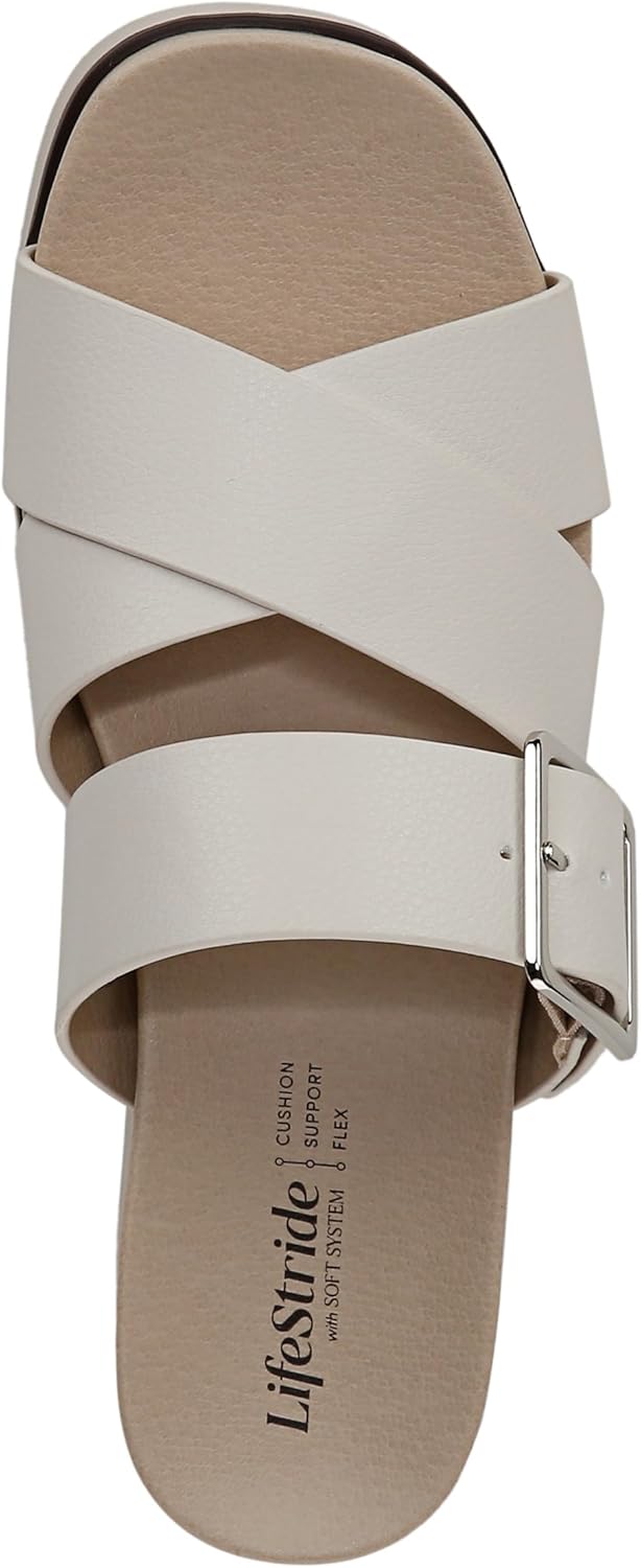 LifeStride Womens Getaway Slide Sandal Bone 10 W - Image 5