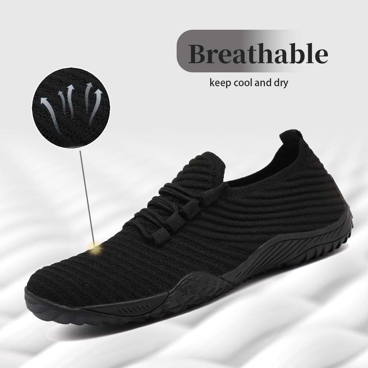 Womens Barefoot Shoes Minimalist Walking Trainers Zero Drop Sole Slip On Yoga Casual Sneakers Lightweight Breathable Indoor House Shoes All_Black Size US 8 - Image 4