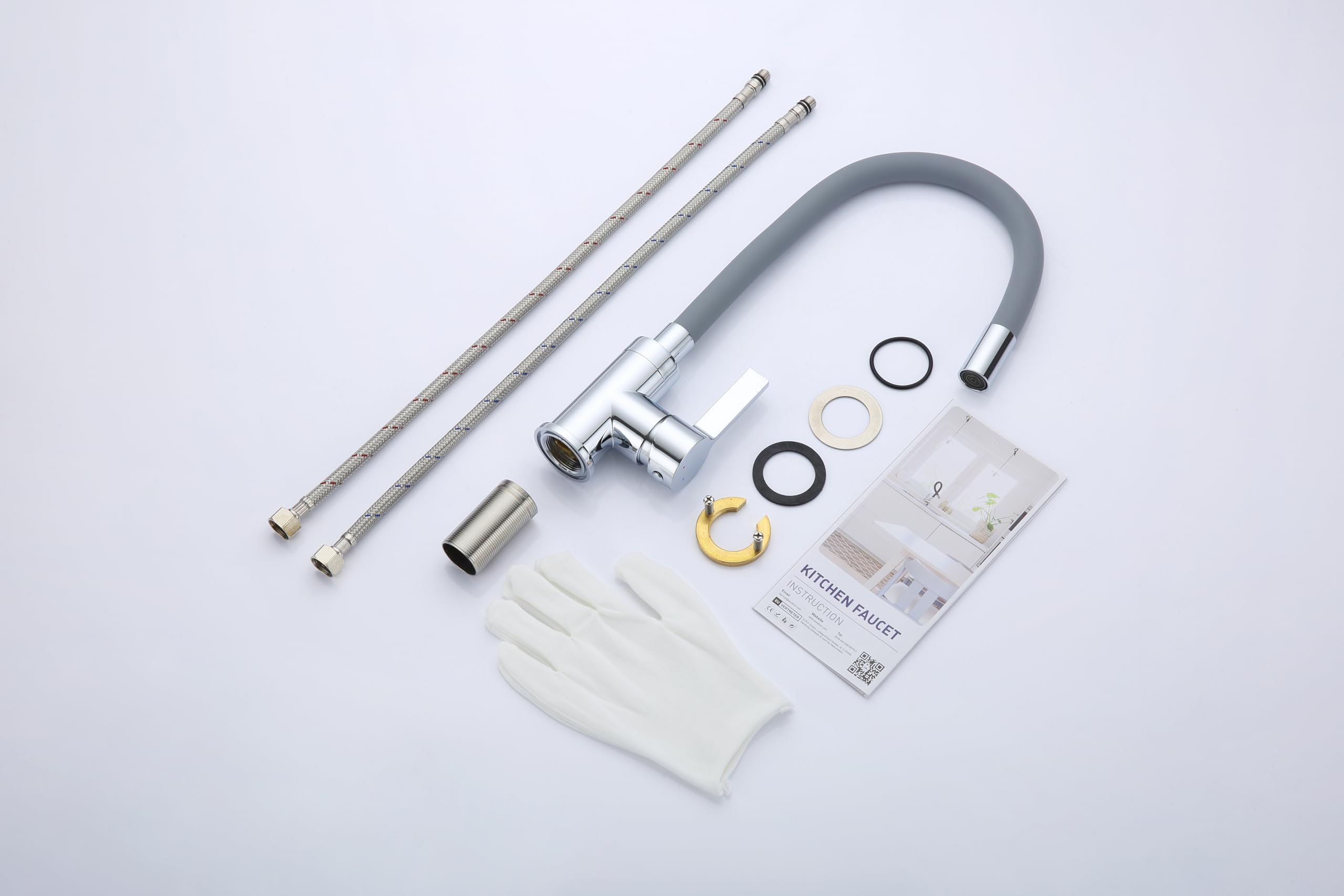 Auralum Fregadero de acero inoxidable 55 x 45 cm + grifo de cocina flexible, incluye dispensador de jabón y sifón, fregadero con grifo, set de cocina
