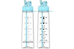 HYDRATE 900ml: Water Bottles with Straw, Motivational Markings, Flip Cap, Drop-Proof, BPA-Free
