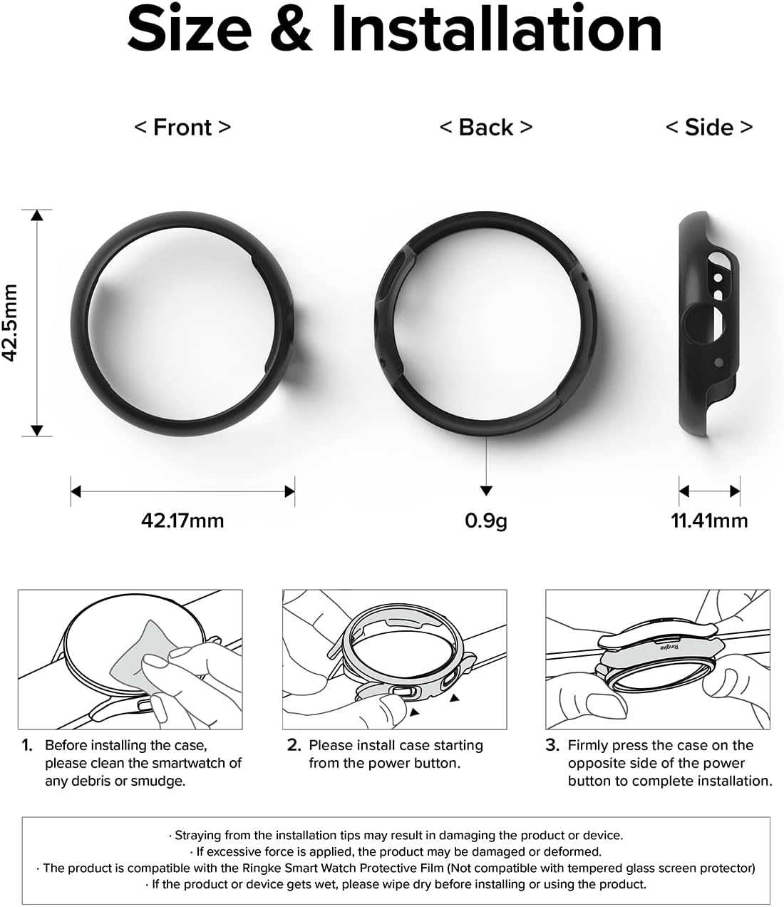 [Ringke] Google Pixel Watch 1 Case, SLIM PC Anti-Tarnish Shockproof Ultra Thin Protective Case Pixel Watch 2 Slim Case - Clear/Matte Black (2 Pack)