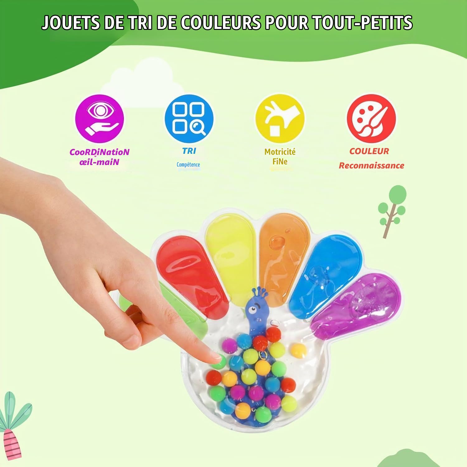 2x Jouet Sensoriel de Tri des Couleurs, Anti Stress Enfant Jouet Sensoriel Anti Stress pour Enfants, Montessori Squeeze Jouet pour TDAH et Autisme, développer la Motricité Fine des Tout Petits