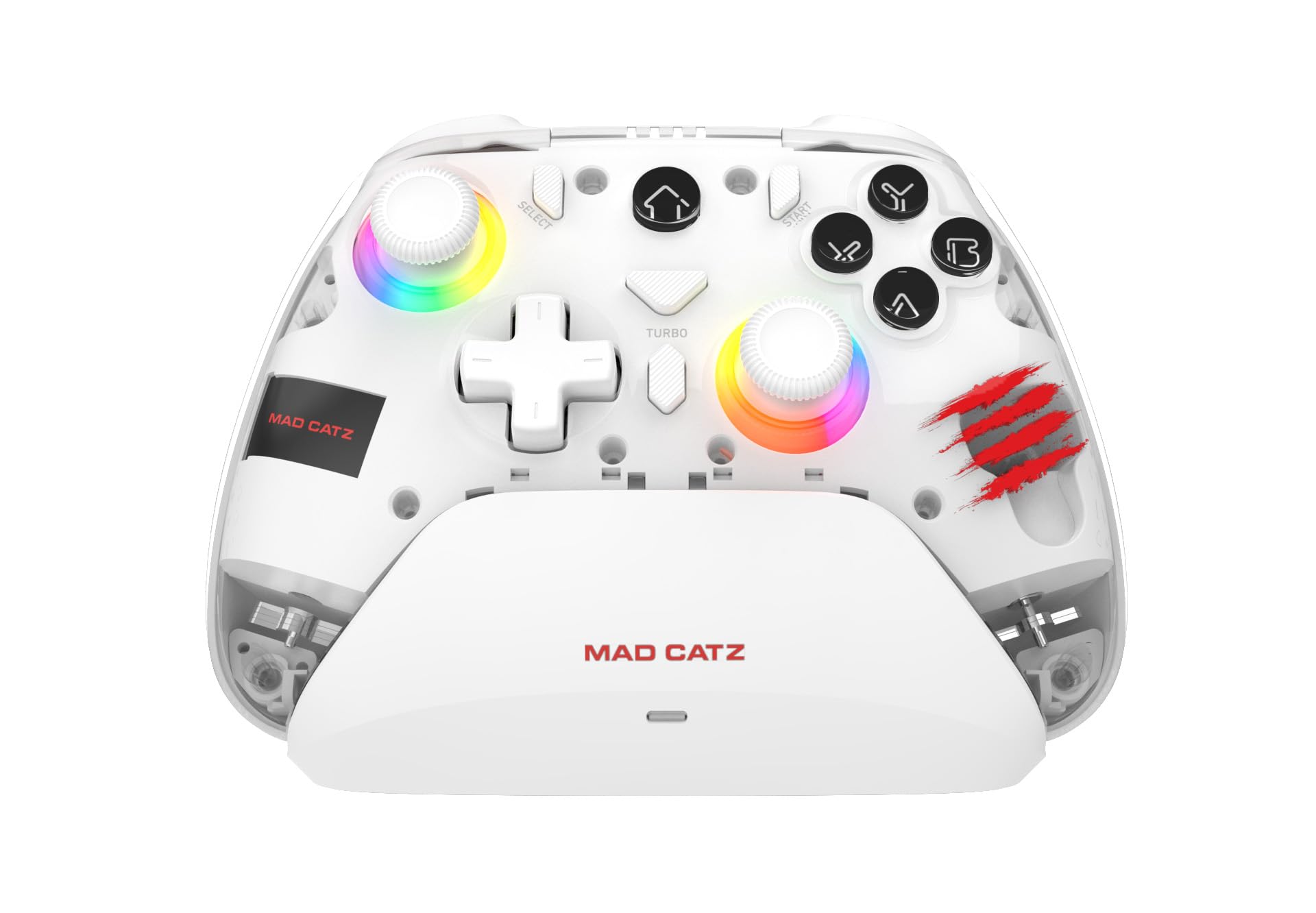 Mad Catz C.A.T. 17 Hall Effect Bluetooth Gaming Controller – Ayarlanabilir Tetik Hassasiyeti, 20 Saat Pil, Şarj Dock, Makro Destekli – PC, Switch, iOS, Android Uyumlu