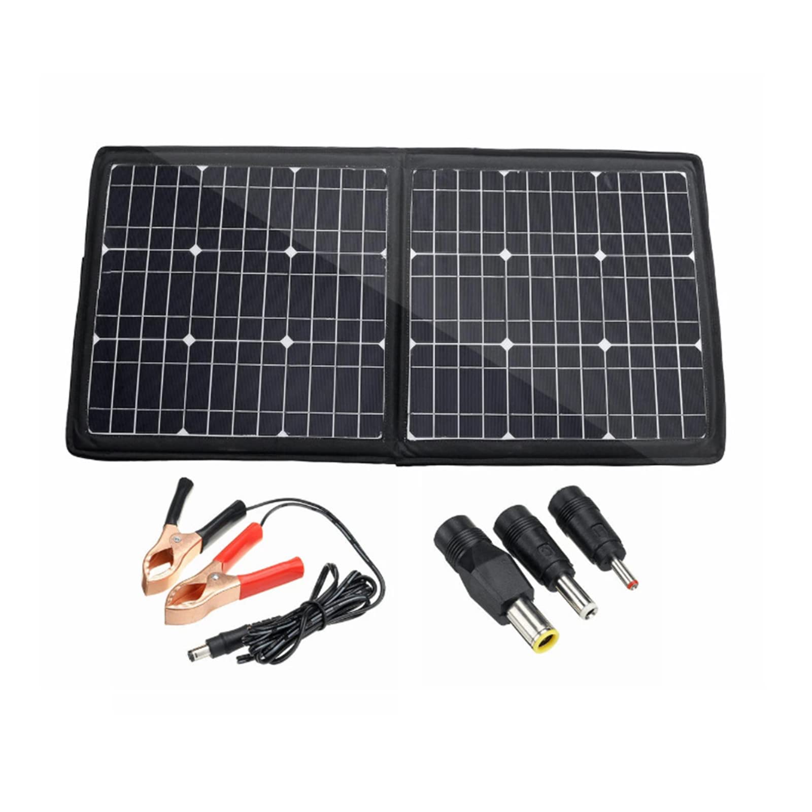 GUOZ 50W 100W Flexible Foldable Solar Panel Portable Folding Waterproof Charger PV Monocrystalline Cell Solar Panel Kit,100W