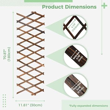 Expandable Wooden Trellis Panels, 2 Pcs - Vertical Rack Stand for Climbing Plants, Wall Decor Hanging Frame for Indoor Outdoor Patio Garden
