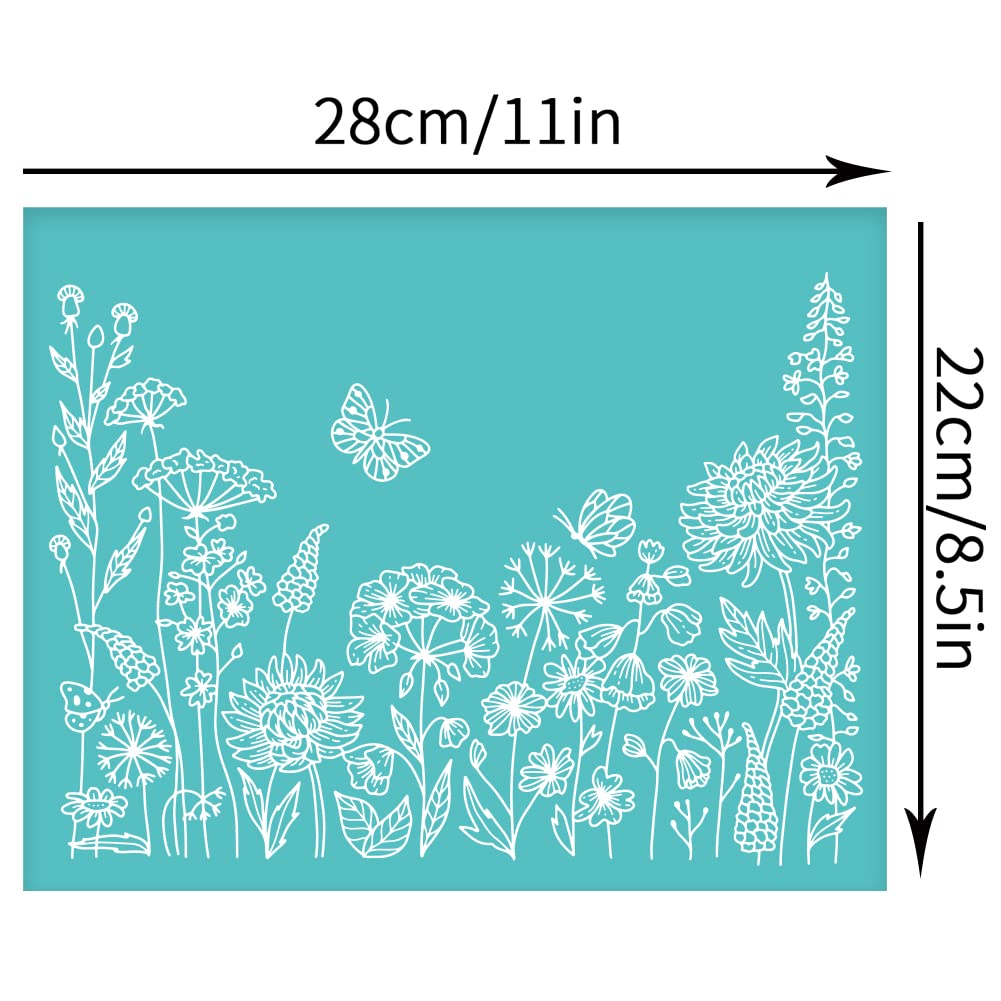 OLYCRAFT 2Pcs 11x8.6 Inch Self-Adhesive Silk Screen Printing Stencil Plants Pattern Mesh Transfers Stencil Flower Butterfly Silk Screen Stencil for Painting on Wood DIY T-Shirt Fabric