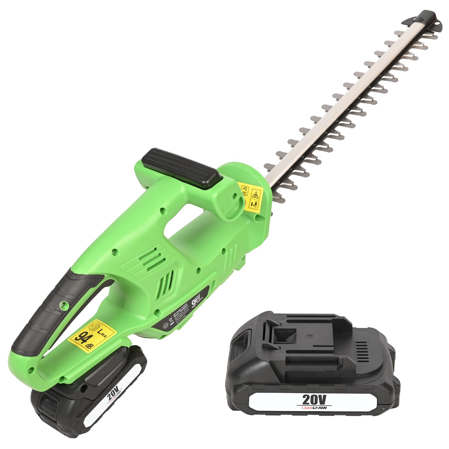 GIGAWATTS 20V Cordless Hedge Trimmer with 1.5Ah Battery 1300 RPM No-Load Speed 2