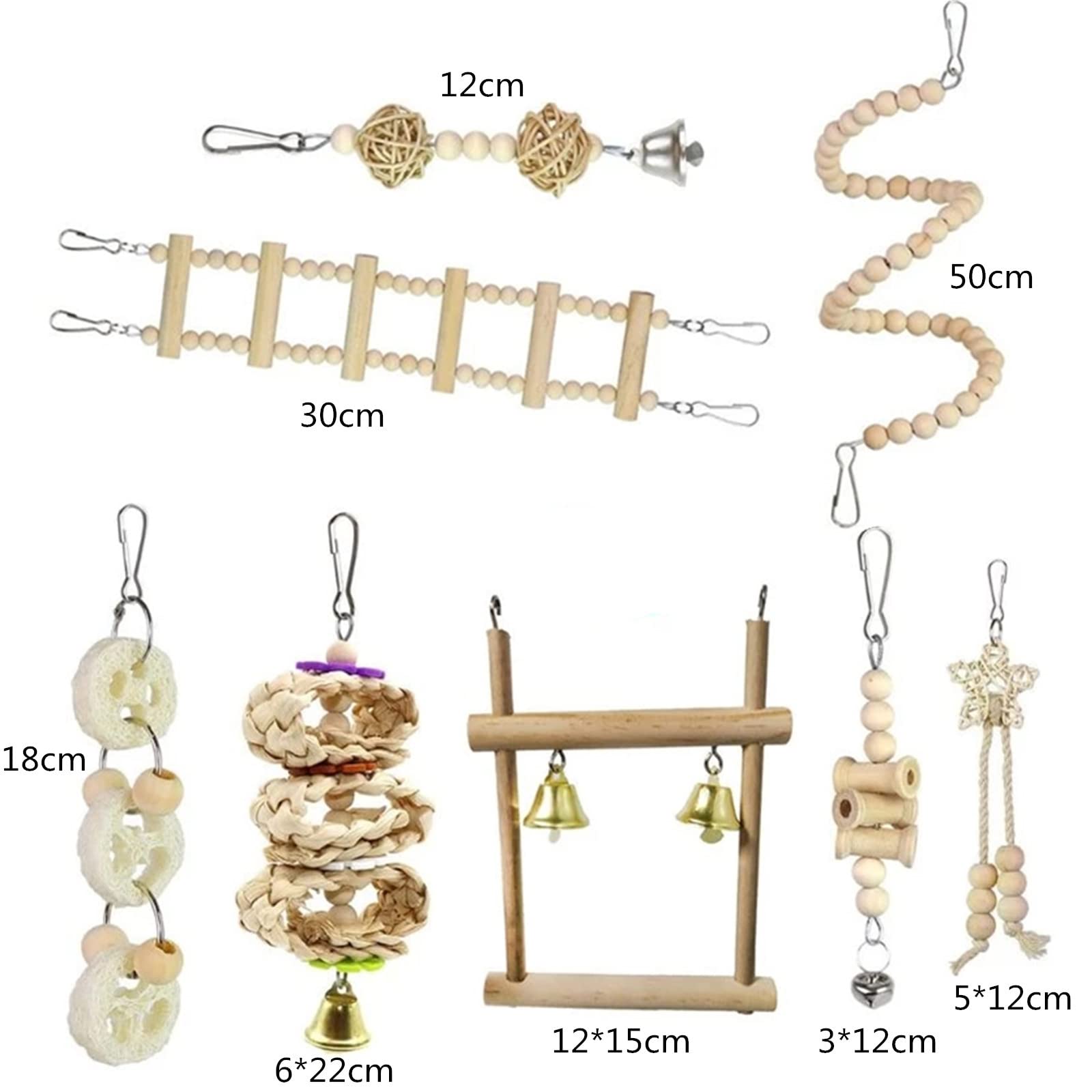 Amazon | インコ おもちゃ 8点セット 木製 鳥のおもちゃ 吊り下げ 噛む