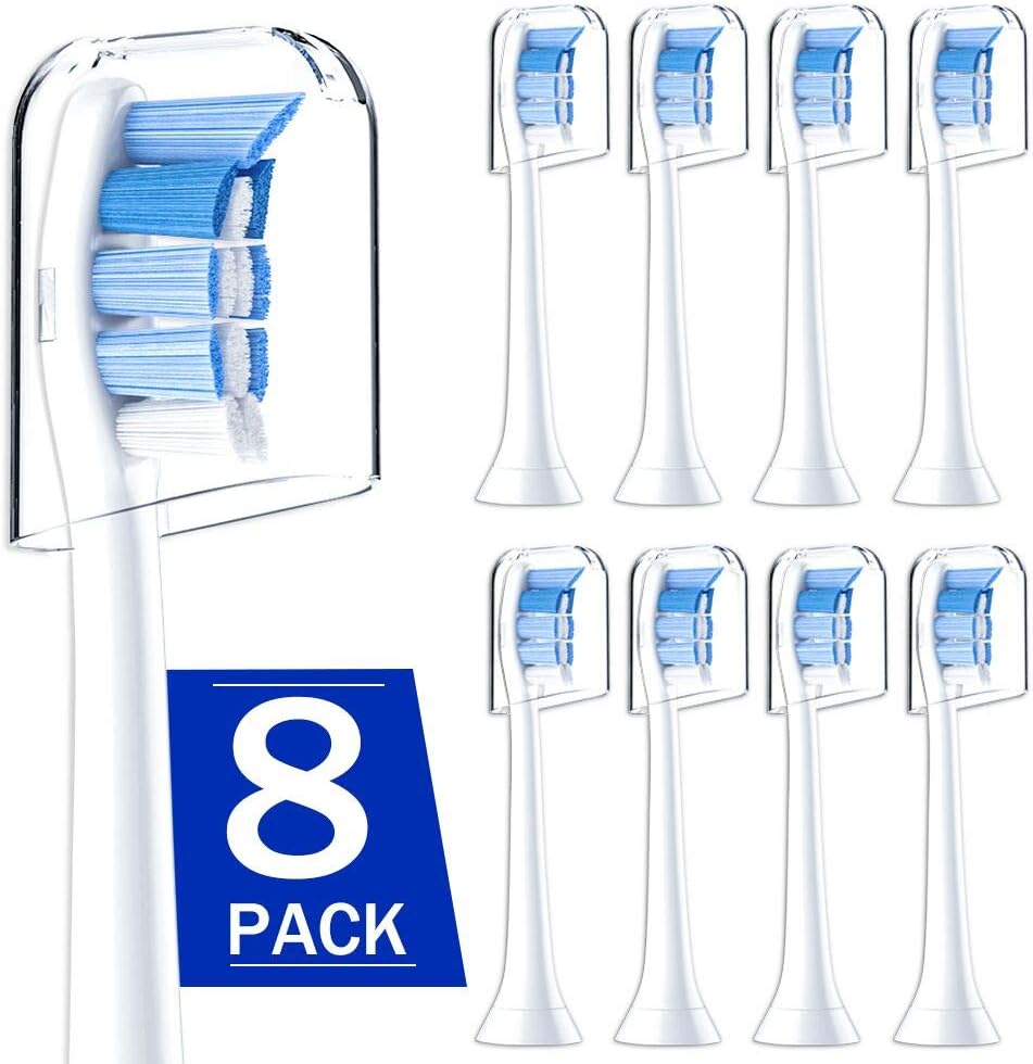 Replacement Toothbrush Heads Compatible with Philips Sonicare Protectiveclean 6100, Sonicare Brush Heads fits DiamondClean, EasyClean, ProResults, HealthyWhite, FlexCare, 8 Pack with Caps