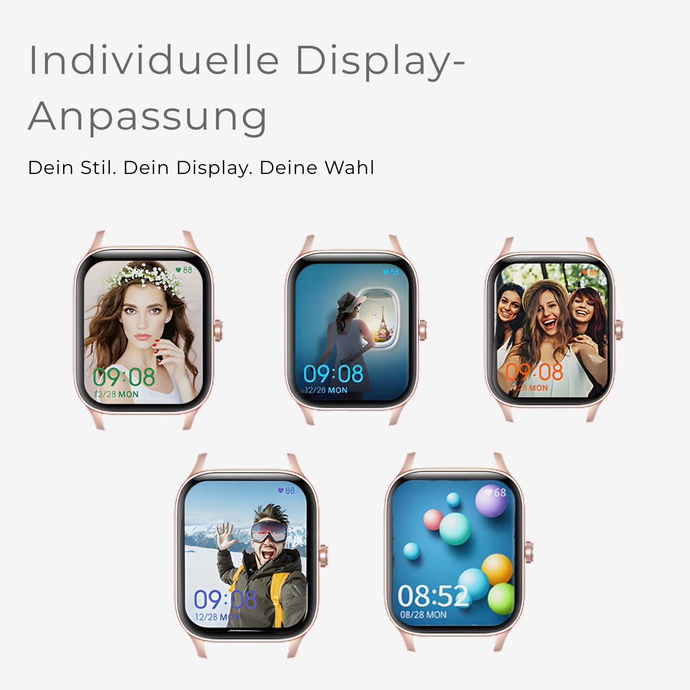 Smartwatch damski, złoty, 1,95" zegarek fitness z funkcją telefonu, tracker fitness do systemów Android i iOS, wodoszczelność IP68, zegarek sportowy z pulsometrem, krokomierzem i monitorem snu
