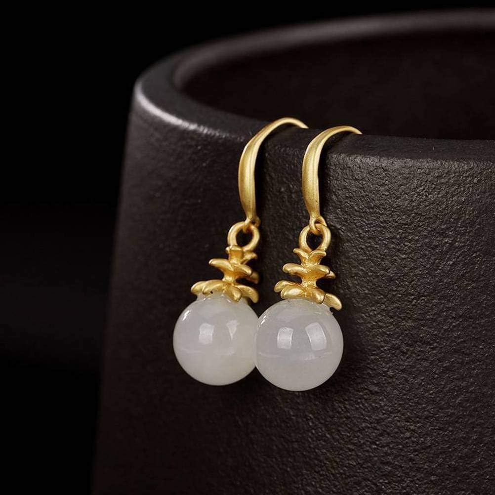 WOZUIMEI Chinese Style Earrings Eardrop S925 Sterling Silver Nephrite
