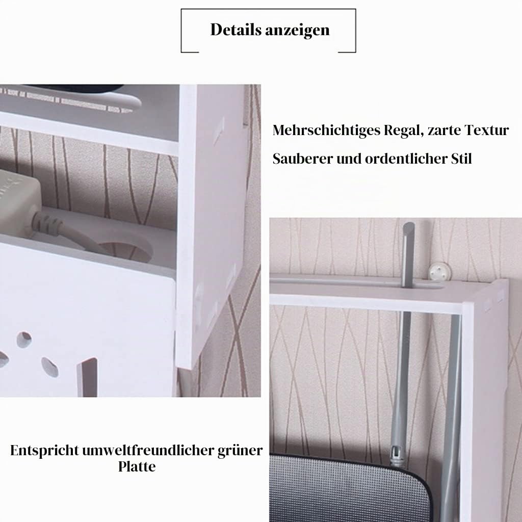 Wandmontierte Routerhalterung Schwimmende Regale WiFi Aufbewahrungsbox Hider Router Rack Desktop Aufbewahrungsbox Wandmontierte TV Set Top Box (Color : White-B, Size : 50x42x10cm)