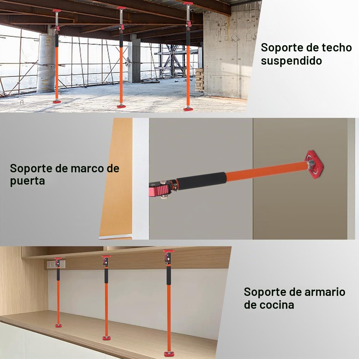 2 piezas de soporte de techo soporte de montaje con una sola mano, capacidad de carga máxima 120 kg por par, estiramiento 250 cm, soporte telescópico, soporte tensor