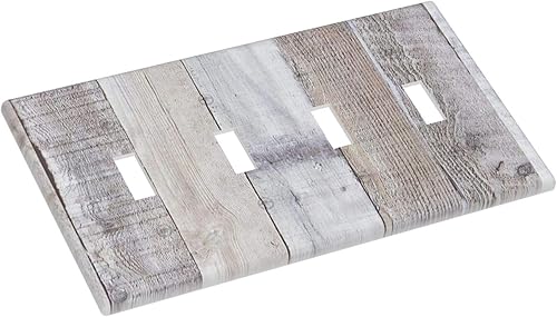 Miniatura 13 de Placa de pared dúplex de receptáculo de dispositivo de 1 gang de madera envejecida blanca gris con veta de tablón, cubierta de enchufe eléctrico de