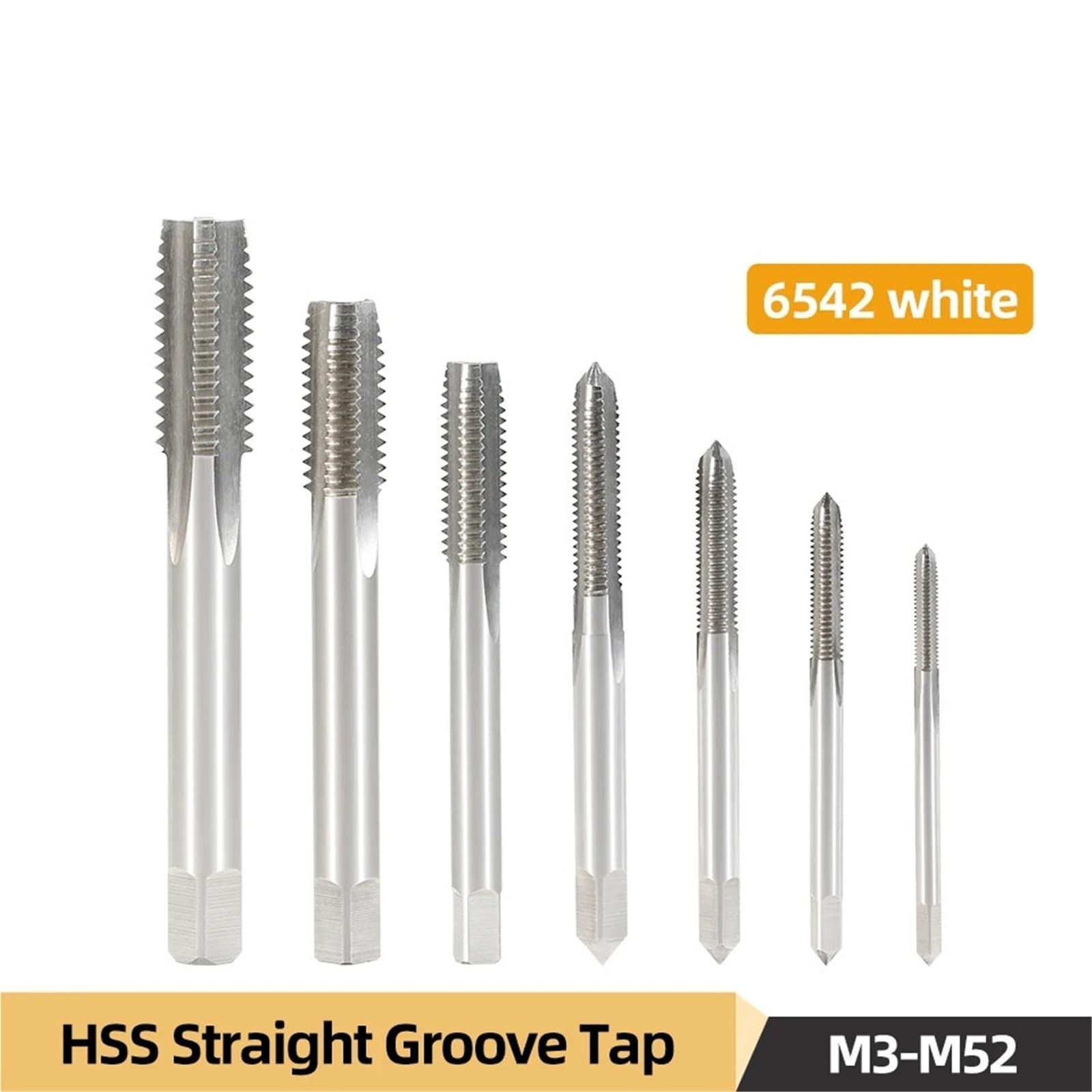 Machuelo de roscar de Flauta Recta de vástago Largo HSS, Macho de roscar de Agujero Profundo, Macho métrico para Herramientas de metalurgia (M6x1.0)