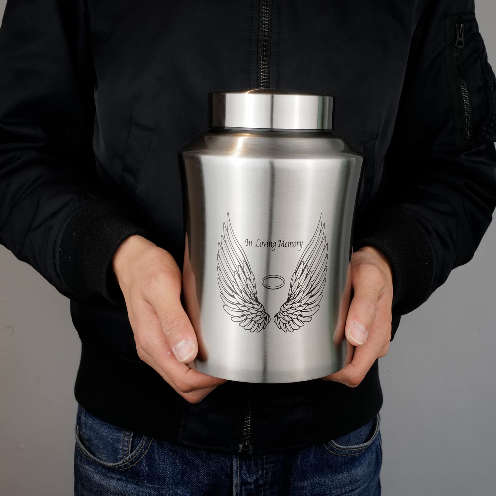 Up to 160 lbs Large Cremation Urns for Adult Human Ashes Angel Wings in Loving Memory Decorative Funeral Burial Urn for Male Female Ashes with Velvet Bag(Silver) - Image 2