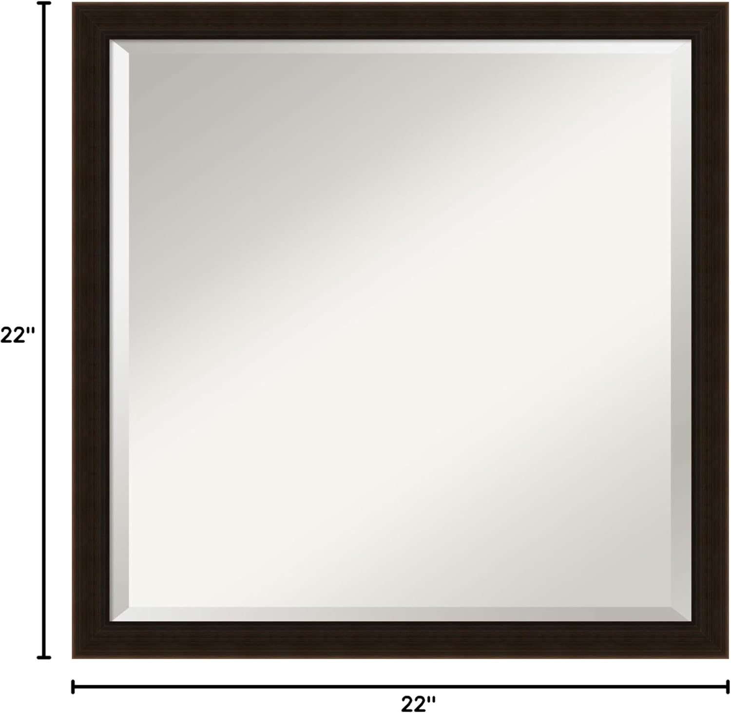 Amanti Art Brown Bathroom Mirror for Over Sink, 22x22 Espresso Brown Square Vanity Mirror, Medium Country Rustic Wood Frame, Hangs Horizonally and Vertically, Bathroom Wall Decor, Beveled Edge