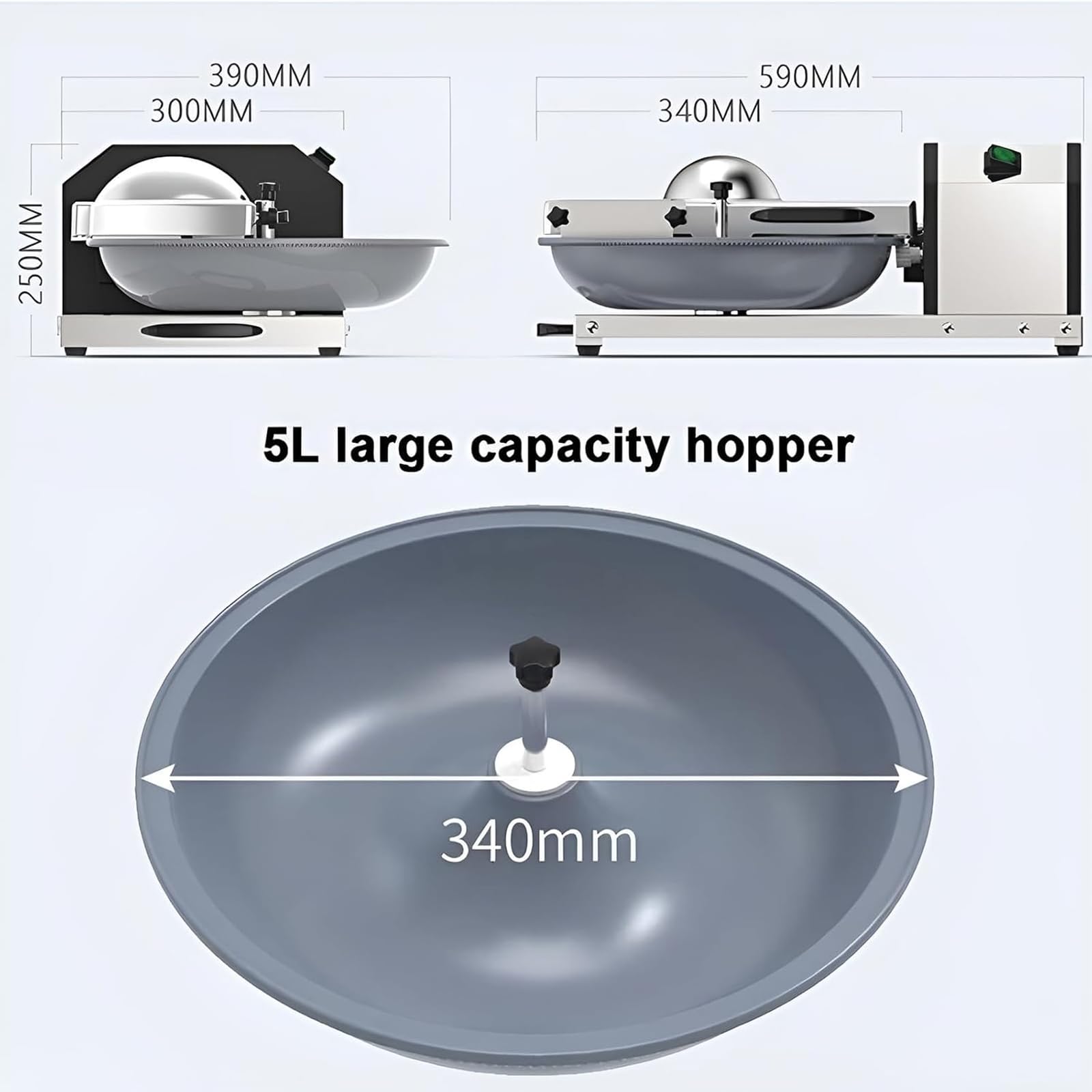 Picadora De Alimentos Multifuncional De 5L, Cortadora De Verduras Eléctrica De Lavabo De 250W, Velocidad De La Cuchilla 1400 Rpm, Cuchilla Circular De 360°, Corte Rápido De 10 S, Para Pimientos