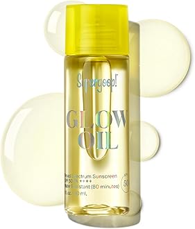 Glow Oil - 1 fl oz - SPF 50 PA++++ Vitamin E Body Oil + Broad Spectrum Sunscreen Protection - With Marigold, Meadowfoam & Grape Seed Extracts