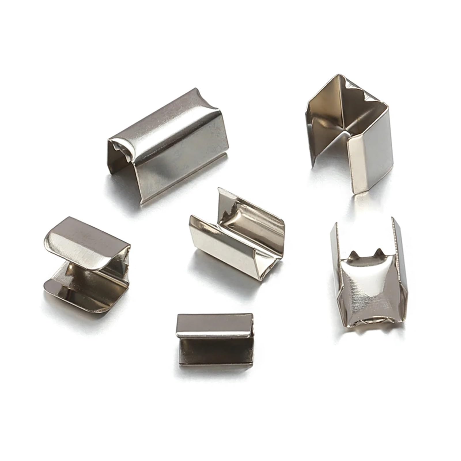 Zaślepki do wyrobu biżuterii, 600 szt. Metalowe klipsy do sznurka DIY 5x10mm przewód mocujący zaciskany sznurek skórzana lina składany klips wyrobu biżuterii elementy bransoletki(5x10mm)
